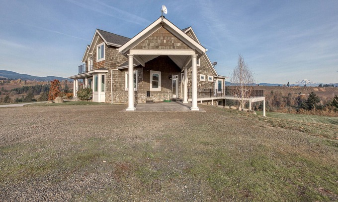 Hood River House | Dog-Friendly Luxury Home with Hot Tub, Mt. Adams Views, Pear Orchard