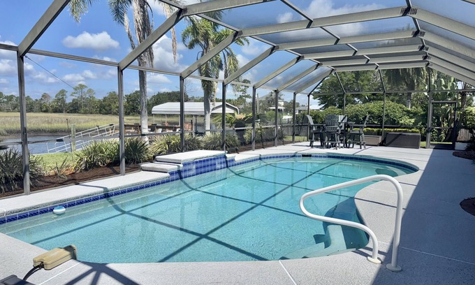 Isle of Palms House | Dog-friendly waterfront home with private dock, boat lift, pool and spa