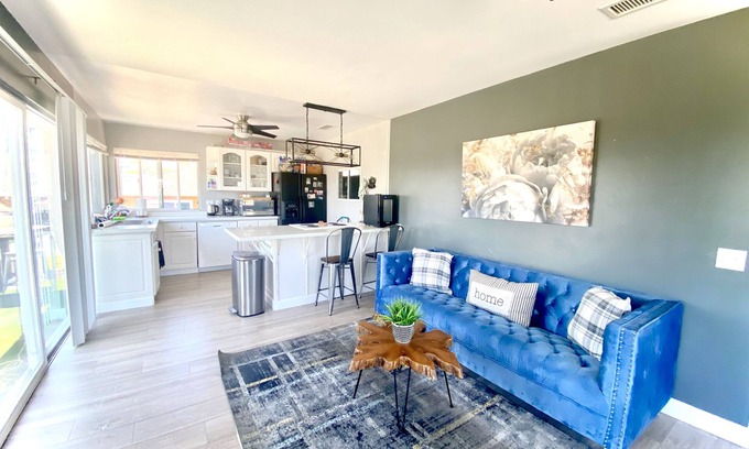 Mission Hills Apartment | Downtown Charm: Sleek 3-Bed/3-Bath Top-Floor with Deck & Cityscape Views