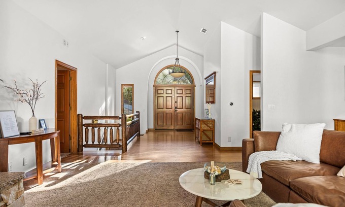 Lake Arrowhead House | Enclosed backyard w Running Stream; Walk 2Lake; Dog Friendly! Large 2Story Home