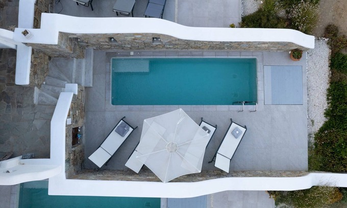 Tourlos Villa | Exquisite Mykonos Villa | Villa Cyan | 2 Bedrooms | Breathtaking Sunset View.