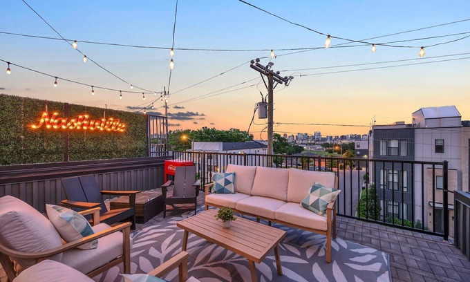 Nashville House | Fall rooftop deck, karaoke room, skyline views near Broadway