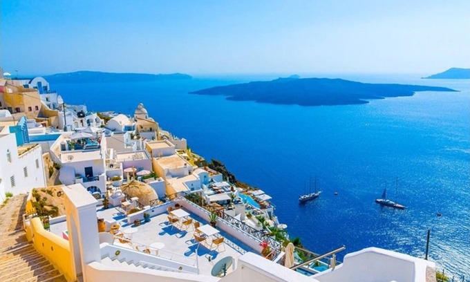 Fira Villa | Fira Villa with Private Pool, Garden Oasis, and Steps from the Main Square