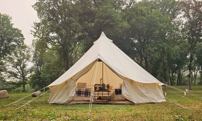 St Croix Falls RV Rental | Glamp Tent at Historic estate Big Rock Creek