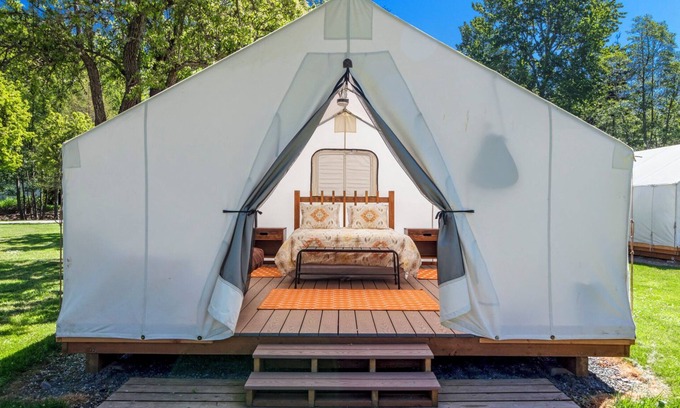 Eastsound RV Rental | Glamping Tent with Westerly Ocean Views - 1 min walk to beach!