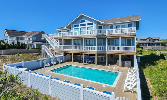 Southern Shores House | 🐬Gorgeous 7 BR Oceanfront home with Private Pool, Hot Tub & Elevator🐬