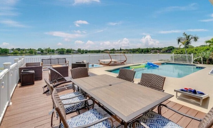 Mariner's VIllage House | Gorgeous Lakefront Pool Home W paddleboard, kayak, game room, king bed, and more
