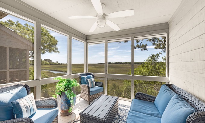 Seabrook Island House | Great 2 BR Villa! Marsh/Distant Ocean Views! Neighborhood Pool! Near Kayak Dock!