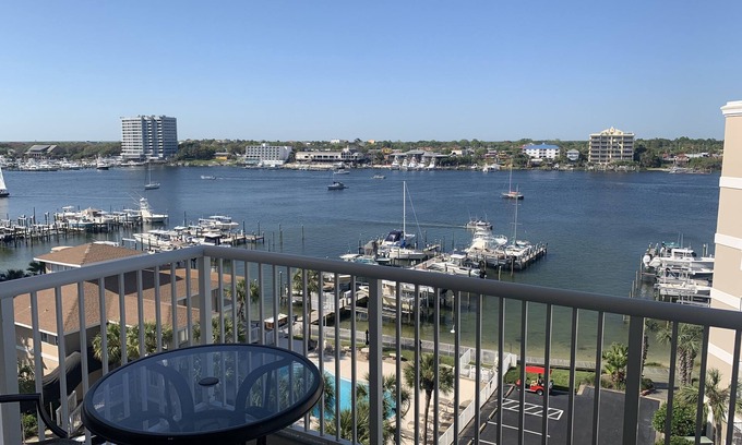Holiday Isle Condo | Great view of Destin Harbor from the penthouse location.