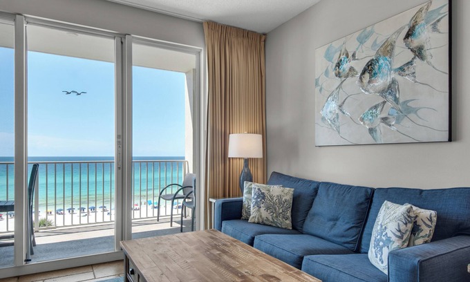Miramar Beach Condo | Gulf View Condo at Majestic Sun | Steps to Private Beach + Pools!