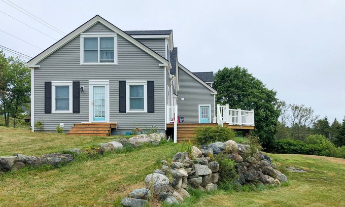 Machiasport House | Harbor-view home with beautiful yard & deck - walk to Jasper Beach