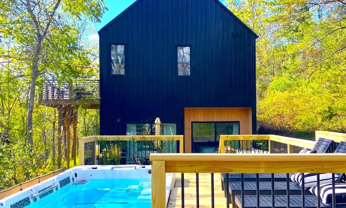 Weaverville House | Heated Pool + Spa + Cold Plunge Gallery House Voted AVL Best Luxe Stay