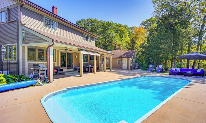 Ludlow House | Heated Saltwater Pool: Riverfront Home in Ludlow