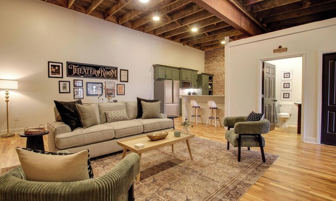 Hartselle Apartment | Historic Strand Theater Loft - Luxury Downtown Hartselle Retreat!