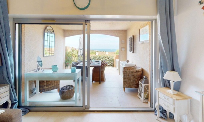 Sainte-Maxime Apartment | Incredible sea view-beach 300m away-pool-parking-fully renovated-2 bedrooms