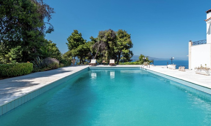 Kalamos Villa | Kleopatra Villa - Seaview, Pool & Tennis court
