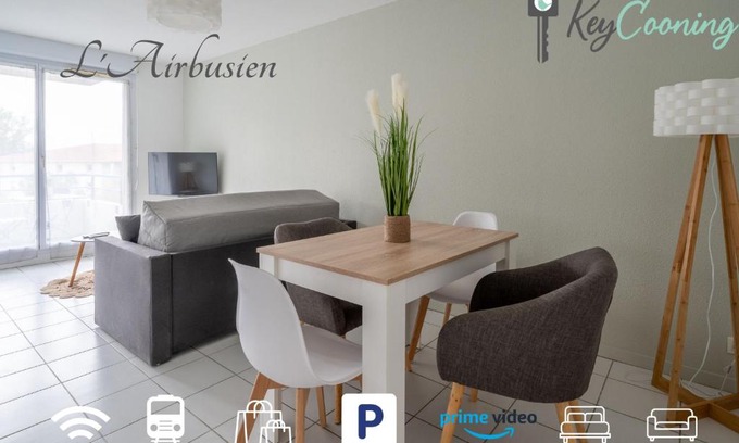 Colomiers Apartment | L'Airbusien - Terrasse et parking - Airbus à coté