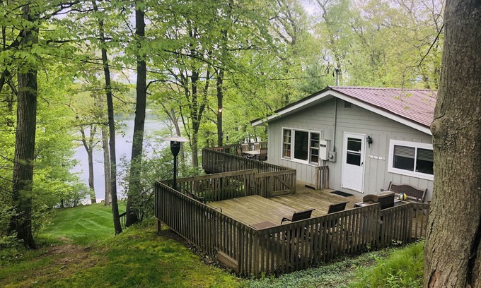 Three Rivers House | Lake Front Cottage with Family Friendly Private Beach