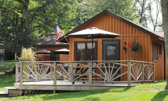 West Branch Cabin | Lake Front Log Cabin 5 with a Great Deck- ATV Friendly!