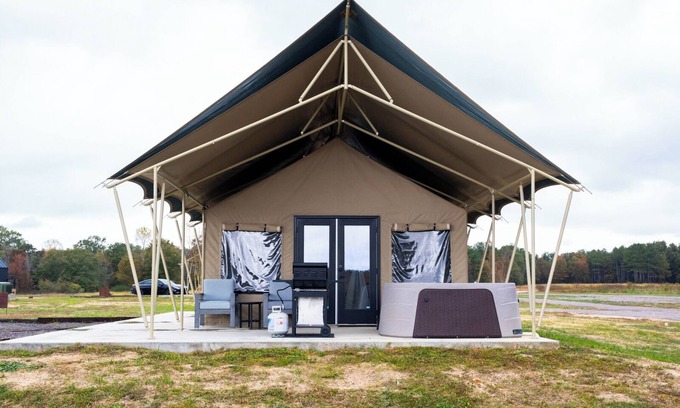Coosa Resort | Lake Front Luxury Glamping Tent Suite: Hot Tub & Lake Views