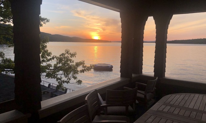 West Alton House | Lake Winnipesauke compound sleeps 22 in 13 bedrooms stunning sunset views