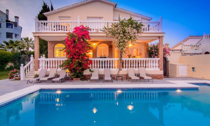 Marbella Villa | Las Chapas Playa villa heated pool, terraces, garden, pergola