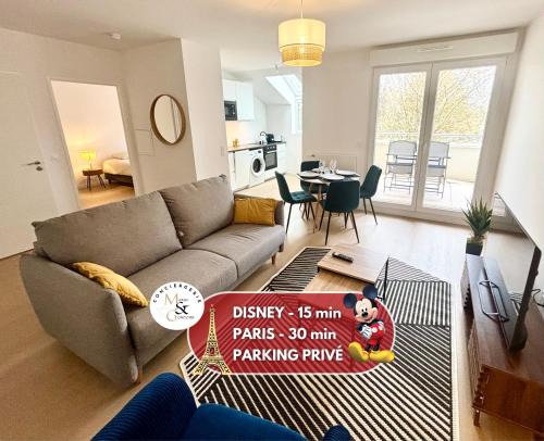 Bussy-Saint-Georges Apartment | Le Golfeur - DISNEY 15 min - PARIS 30 min - PARKING - Vue Golf - Lumineux & Moderne - Free WIFI