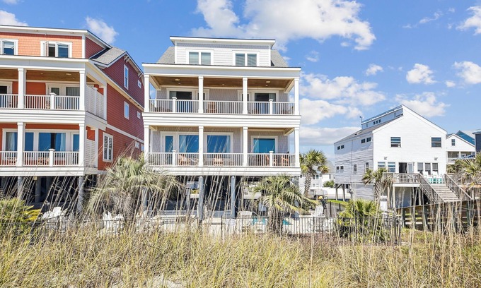 Cherry Grove Beach House | Living Beach 3, Luxury Oceanfront Home in Cherry Grove with Game Room and Pool