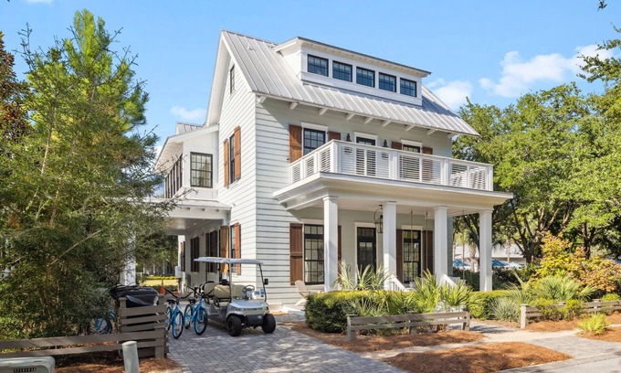 Watercolor House | Located Across from Camp WaterColor | Luxurious 5BR/7BTH Home + Golf Cart