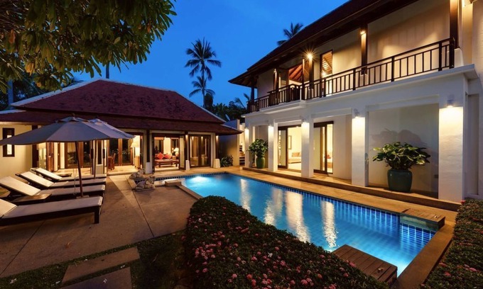 Bophut Villa | Lovely Villa Plumeria with private pool, huge garden and beach access