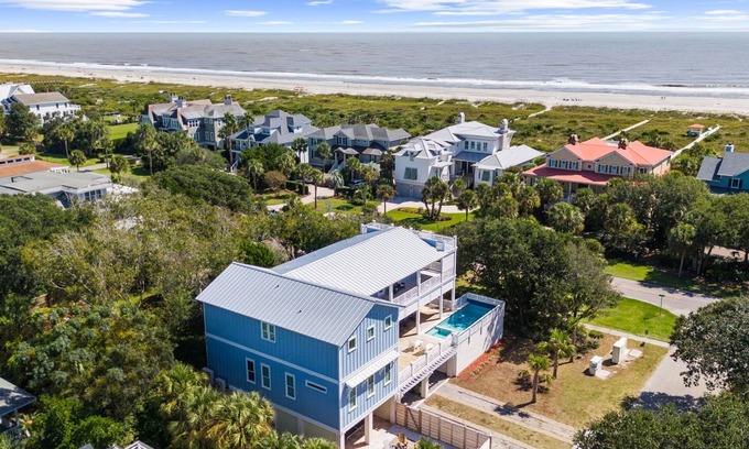 Isle of Palms House | Luxurious 6 Bedroom House Across From Beach! Beach Views, Spa, Pool, Elevator!