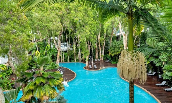 Palm Cove Apartment | Luxury 2 Bed Palm Cove Unit, Pool & Ocean Views from Third Floor