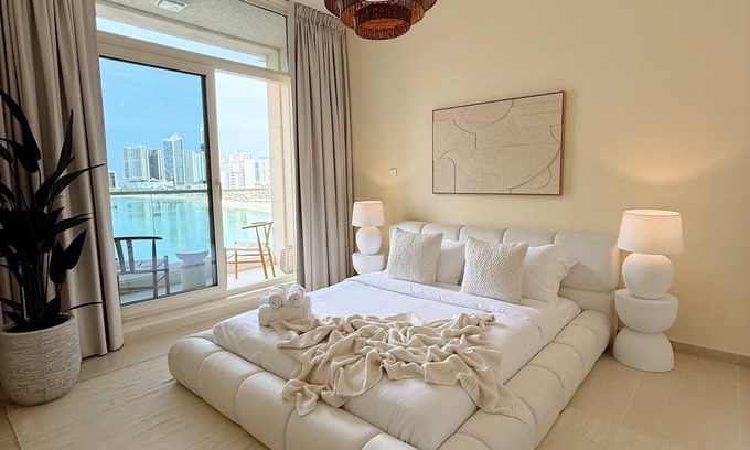 Abu Dhabi Apartment | Luxury Boho Retreat with Serene Lagoon Views