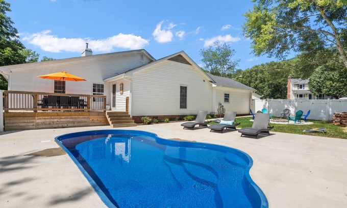 Asheville House | Luxury home w/pool, firepit, king bed in Asheville