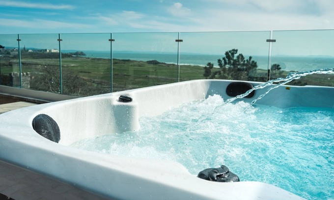 Penally Cabin | Luxury Lodge with panoramic sea views and private hot tub - 5 mins walk to beach