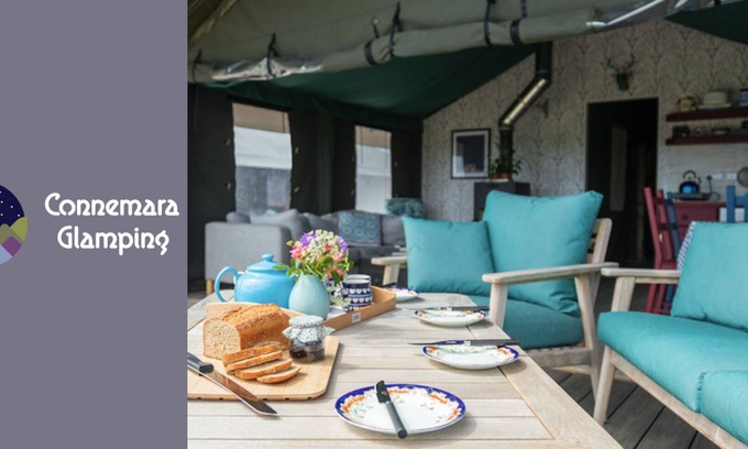 Inverin Cabin | Luxury safari tent, outdoor bath sleeps 6. Near to Aran Island ferries and beach