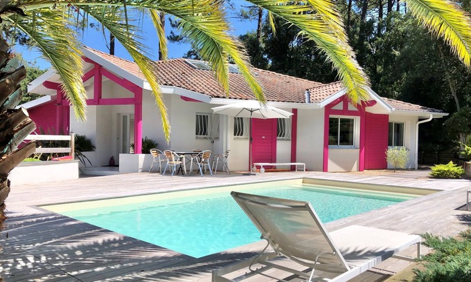 Seignosse Villa | Luxury villa on Seignosse golf course, heated swimming pool, 2 terraces: golf & swimming pool