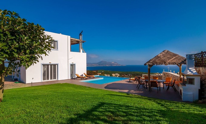 Apokoronas Villa | Luxury villa overlooking the Canyon backgrounded by Blue Sea