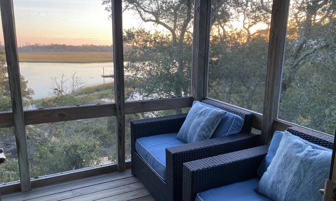 Bald Head Island Condo | Marsh Madness at Timbercreek 18A, Beautiful Creek Views, pool and creek access