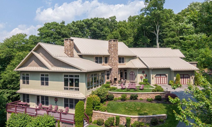 Boone House | Misty Mountain Hop - Luxury home! Views, hot tub, 4 fireplaces, game table!