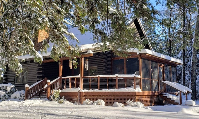 Stone Ridge House | Modern log cabin sited on six acres of land, private and secluded, serene.
