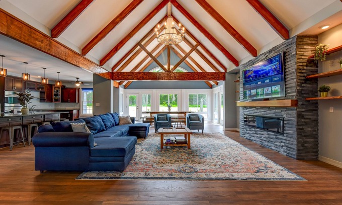 Canadensis House | Modern Pocono Chateau ~ Heated Pool ~ Hot Tub ~ Sauna ~ Game Room ~ Fire Pit