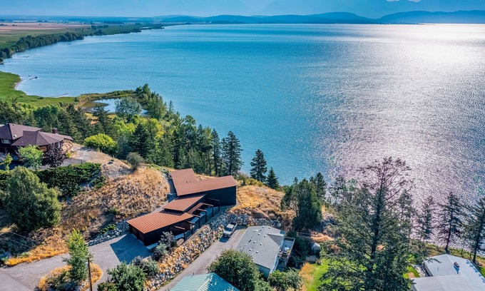 Somers House | Mountain home with Flathead Lake views, balcony & grill