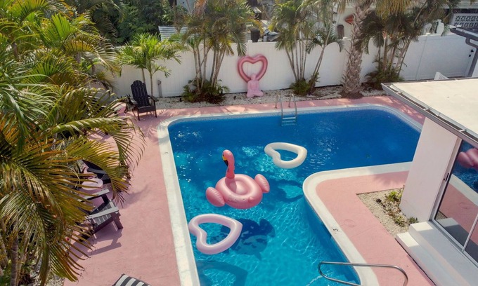 South Pinellas Community Council House | NEW! Pretty-n-Pink MidCentury Mod Pool/Beach Home