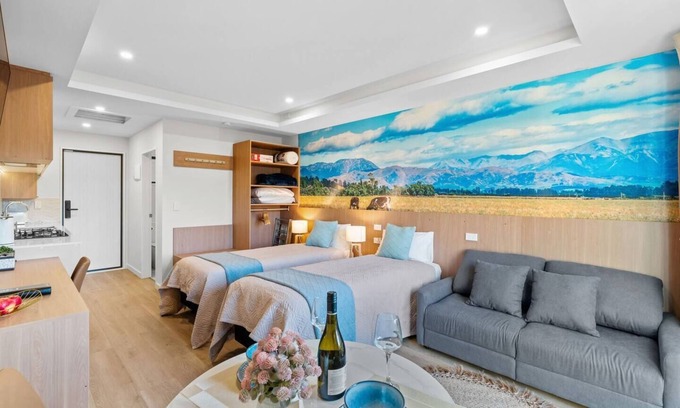 Lake Tekapo Apartment | New warm 1 bedroom studio/2 single bed+sofa bed/unit 3