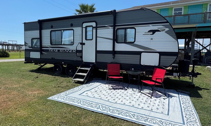 Holly Beach House | Nice RV with AC in charming Holly Beach steps from the beach