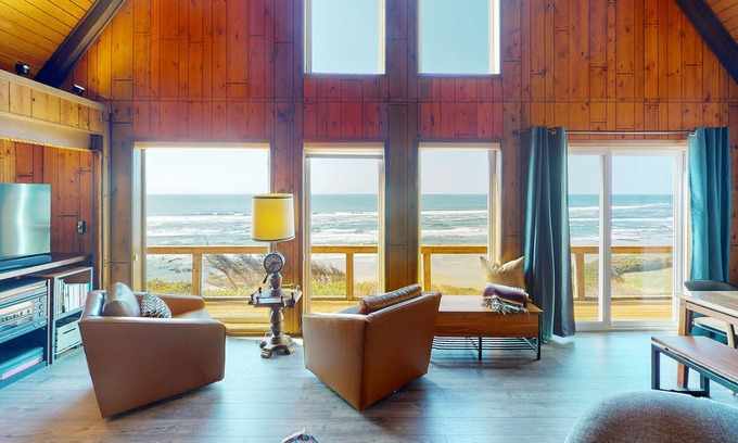 Oregon Coast House | Ocean Front A Frame with Spectacular Views! Dog Friendly! Fireplace!