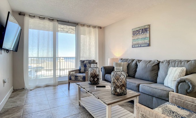 Horton Shores Condo | Oceanfront with Beach, Pool, BBQ & Steps to Flagler Ave