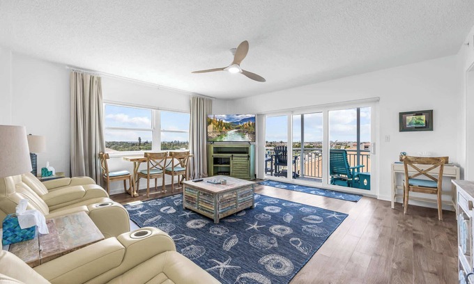 South Patrick Shores Condo | Oceanpoint 611 – Top-Floor Oceanview Condo w/Balcony & Rocket Views