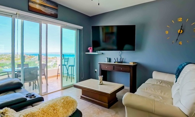 La Paz Apartment | Oceanview Getaway with Balcony, Pool & BBQ Access